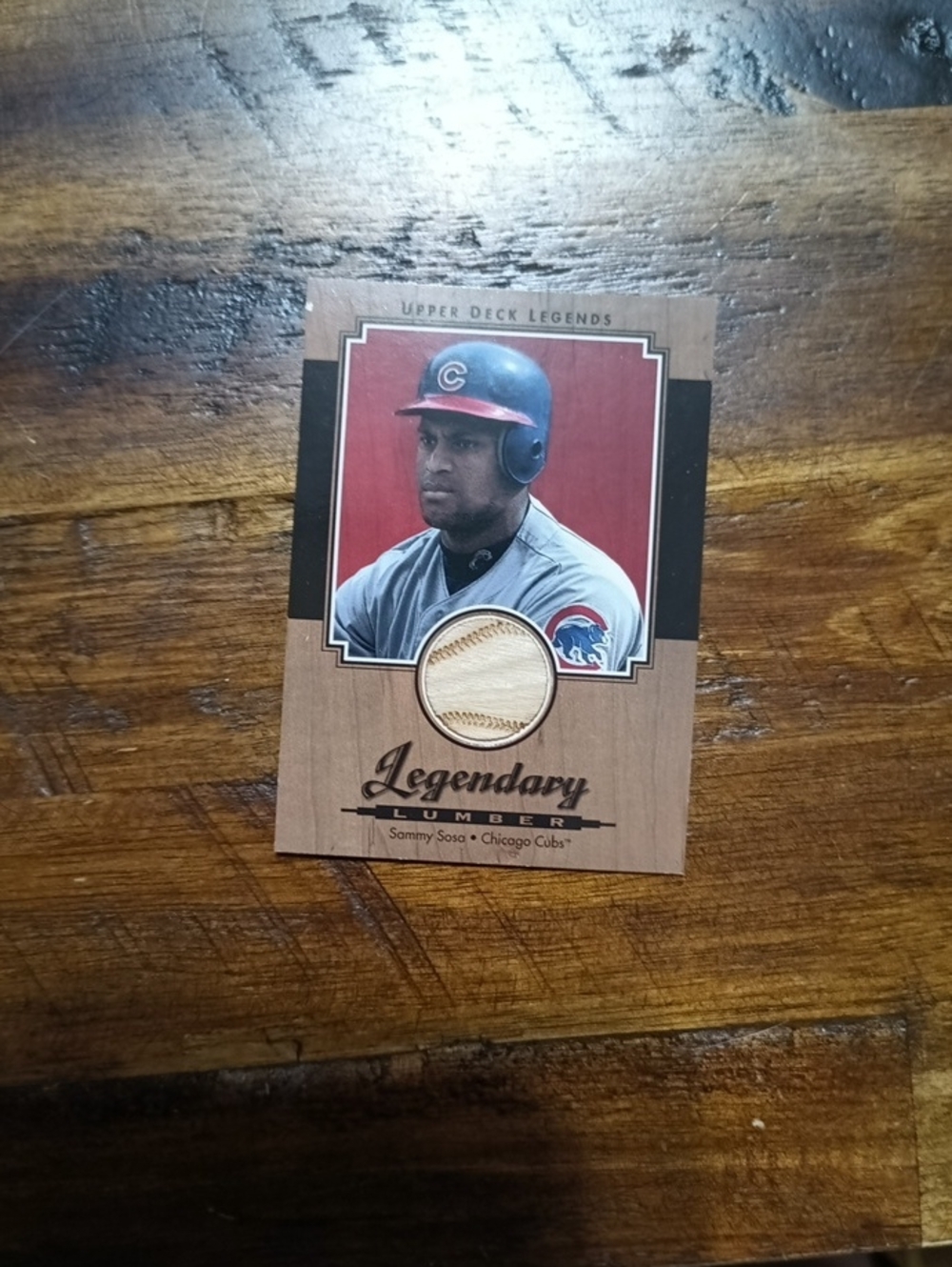 2001 Upper Deck Legends SAMMY SOSA Legendary Lumber GAME USED Bat Relic